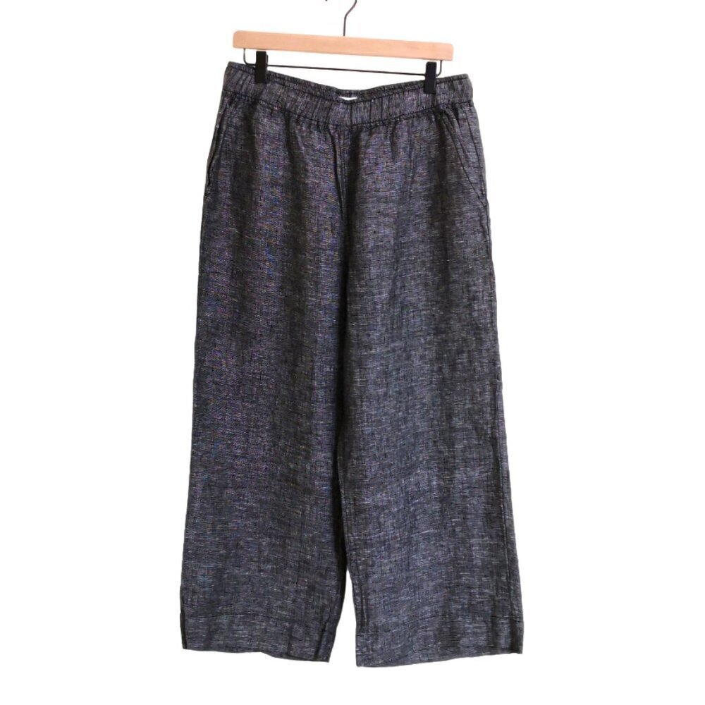 Sigrid Olsen Linen Wide Leg Pants Black Heather // Large